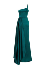 Emerald Green Woven Long Night Evening Dress Tprss24ae00105