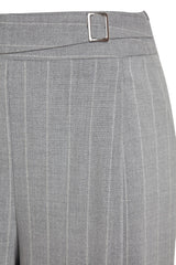 Grey Wide Leg/wide Leg Sim Detailed Woven Striped Pants Twoss23pl00223