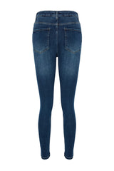 Navy Blue High Waist Skinny Jeans Twoaw24je00068