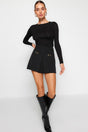 Black Pocket Detailed Woven Shorts Skirt Twoaw24sr00038