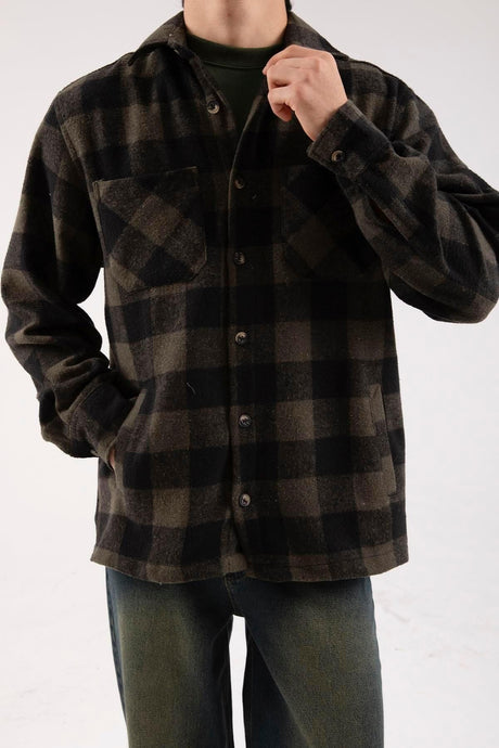 Beige Lumberjack Shirt With Front Pocket Flaw-093-011-001