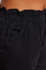 Black High Waist Elastic Waist Mom Jeans Tbbaw23je00002