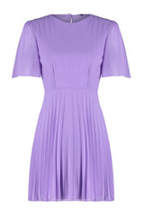 Purple Skirt Pleated Lined Chiffon Mini Woven Dress Twoss24el00716