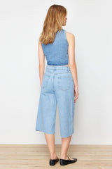 Blue More Sustainable High Waist Denim Bermuda Twoss24sr00159