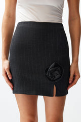 Anthracite Rose Detailed Striped Mini Skirt Tprss24et00003