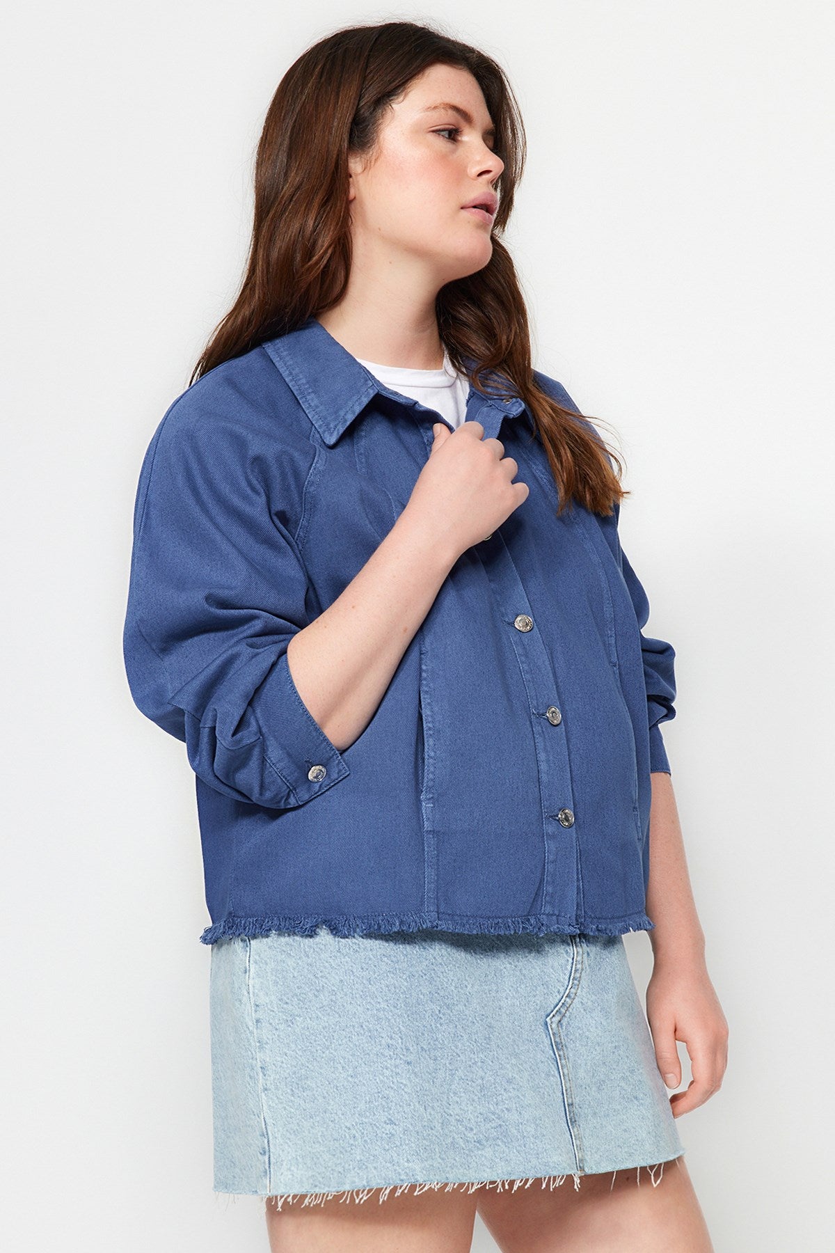 Blue Stitching Detailed Denim Jacket Tbbaw24ax00013