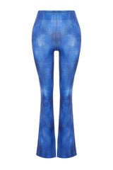 Blue Abstract Patterned Flare/spanish Leg Stretch Pants Twoss24pl00093