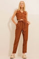 Women's Cinnamon Fish Back Patterned Waist Elastic Double Leg Pants Alc-x11065