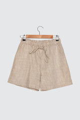 Stone Waist Adjustment Linen Look Woven Shorts Twoss21sr0191