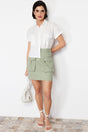 Mint Premium Quality Pocket Detailed Mini Size Woven Skirt Twoss24et00073