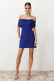 Saks Carmen Collar Woven Elegant Evening Dress Tprss24el00154