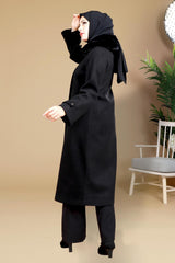 Fatih Mobile Fur Collar Mink Burkini Coat 3628 T22kb3m3628