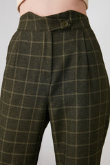 Khaki Cigarette Checkered Woven Pants Twoaw21pl0033