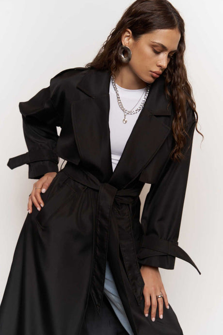 Femme Women Gray Oversize Trench Coat 1244