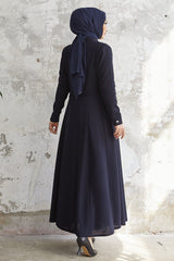 Velvet Collar Button Belt Knitted Abaya - Plum Ms00tz7001