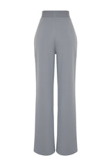 Gray Pleated Wide Leg/casual Cut Pants Twoss24pl00038