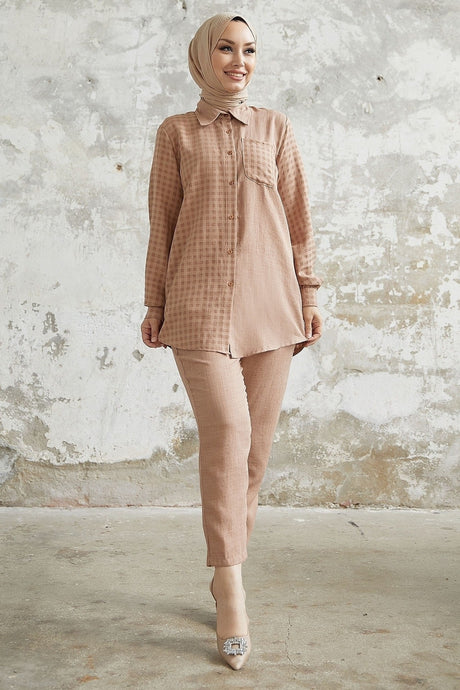 Movra Poutikare Detail Shirt Set - Brown Ms00an121981