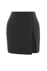 Black Smart Striped Mini High Waist Knitted Shorts Skirt Twoss23sr00076