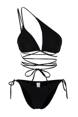 Black One Shoulder Cut Out/regular Bikini Set With Window Tbess24bt00007