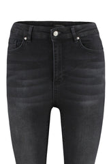 Black Thinning Effect Super High Waist Skinny Jeans Twoss23je00080