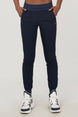 Women's Navy Blue High Waist Ribbed Rubber Leg Seasonal Pockets Flexible Sports And Casual Tracksuit