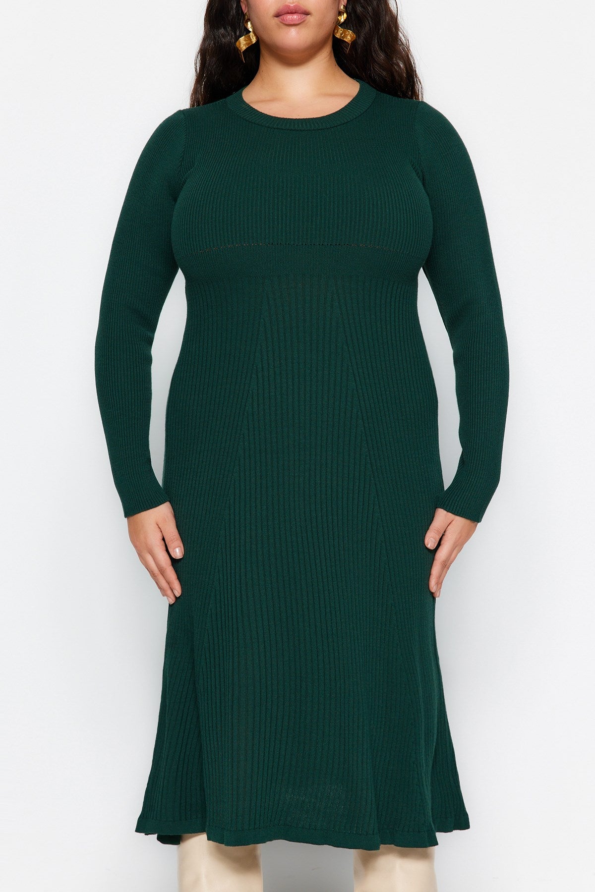 Brown Crew Neck Knitwear Dress Tbbaw24ah00021