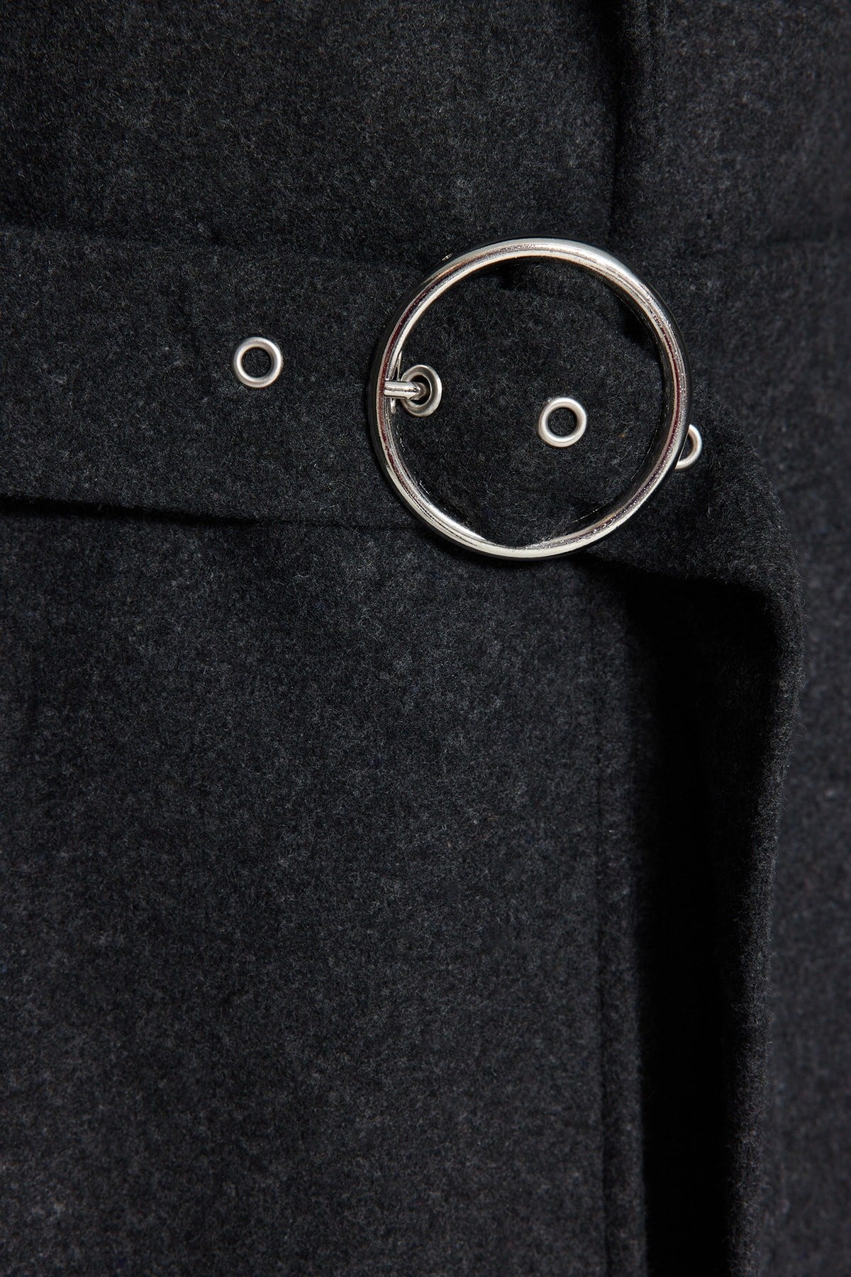 Stone Round Belt Long Woolen Cashmere Coat Twoaw20kb0029