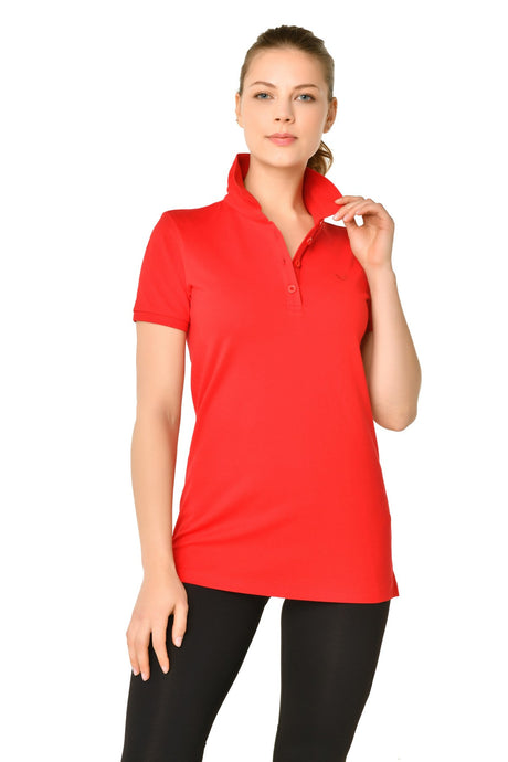 Women's Black Cotton Polo Neck Basic Solid Color Short Sleeve Casual And Sports T-shirt 8719 Tb21wl0