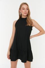 Black Casual Cut Sleeveless Mini Woven Dress Twoss22el00139