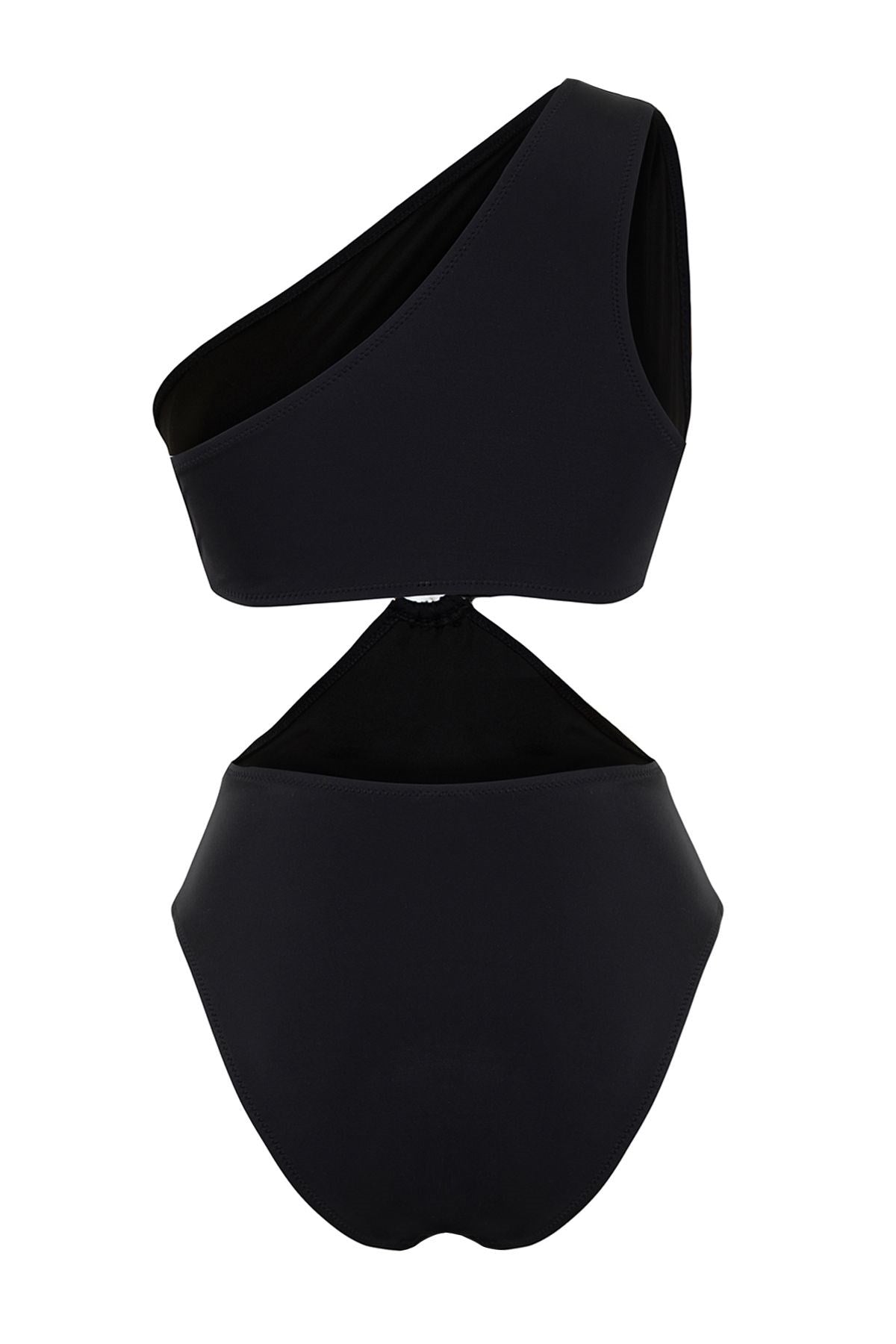 Black One Shoulder Accessorized Regular Swimsuit Tbess24my00008