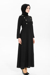 Mualla Stone Button Detailed Burkini Black Dress 5284 T21el3m5284