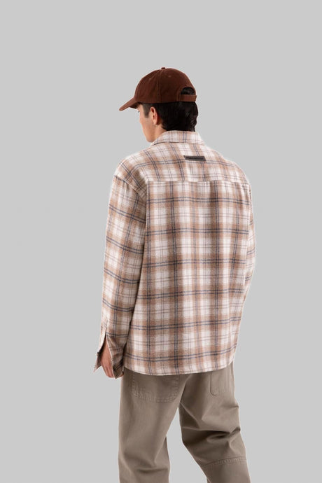 Beige Lumberjack Shirt With Front Pocket Flaw-093-011-001