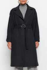 Stone Round Belt Long Woolen Cashmere Coat Twoaw20kb0029