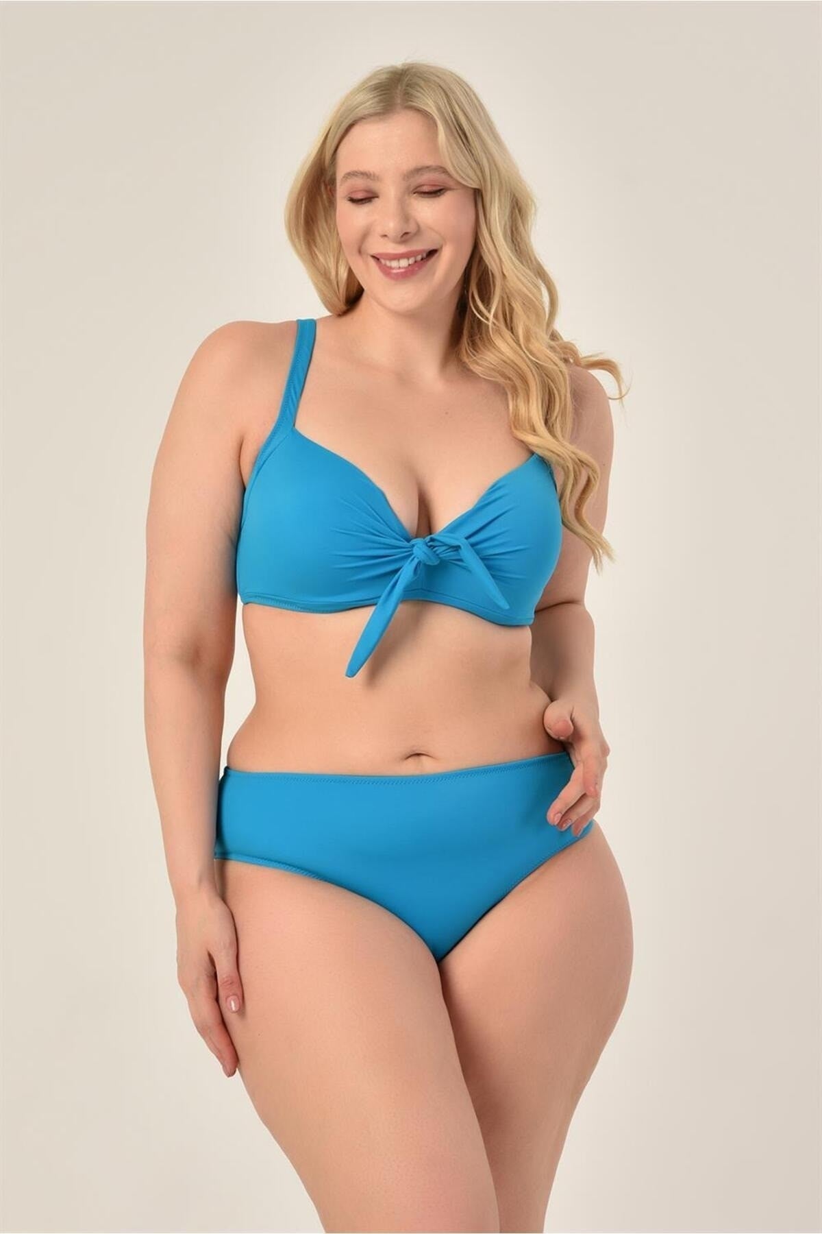 Women's Plus Size Mint Coated Bow Balen Bikini Set 20232007