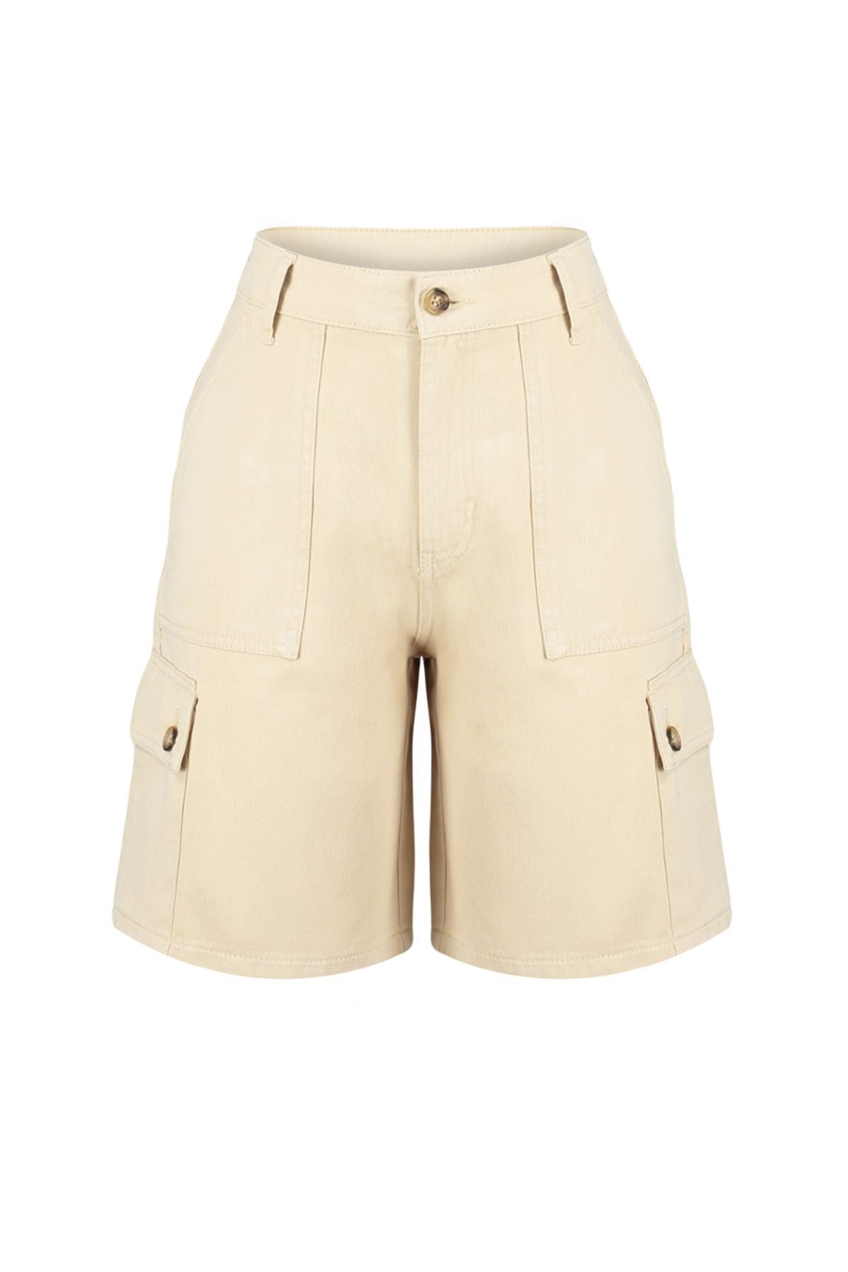 Beige Cargo Pocket Shorts & Bermuda Twoss24sr00025