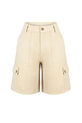 Beige Cargo Pocket Shorts & Bermuda Twoss24sr00025