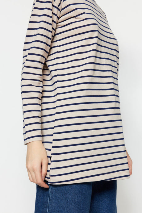 Black Striped Knitted Tunic Tctaw22uk0240