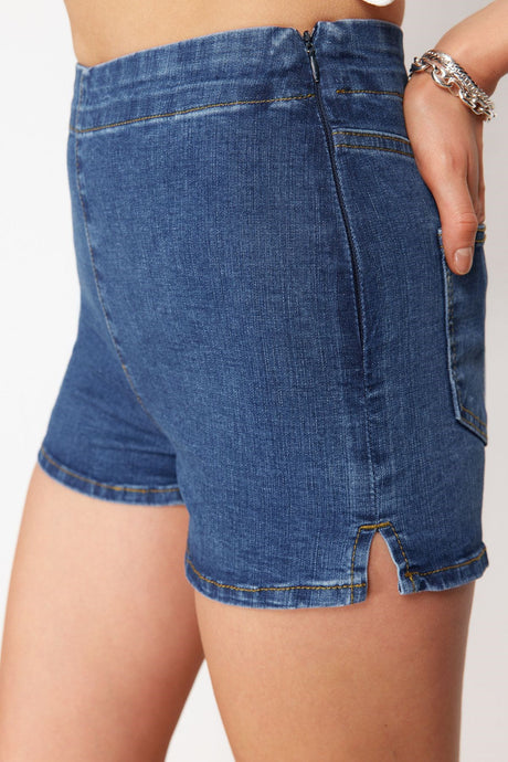 Black Mini Denim Shorts & Bermuda Twoss24sr00084