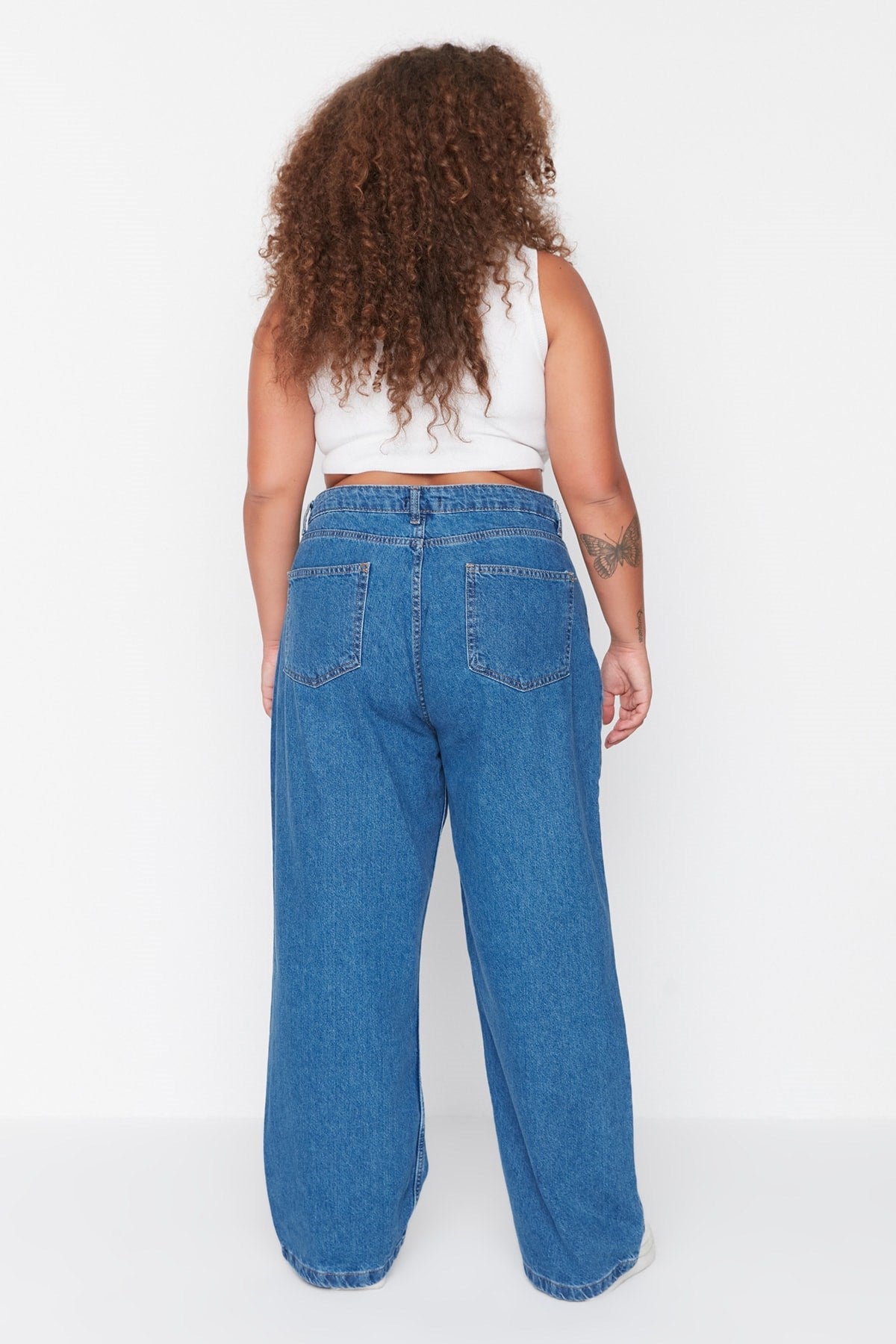 Indigo High Waist Wide Cut Jeans Tbbaw23cj00020