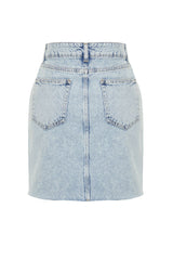 Light Blue High Waist Mini Denim Skirt Twoss24et00074