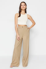 Khaki Ironed Wide Leg/wide Leg Woven Pants Twoss23pl00326