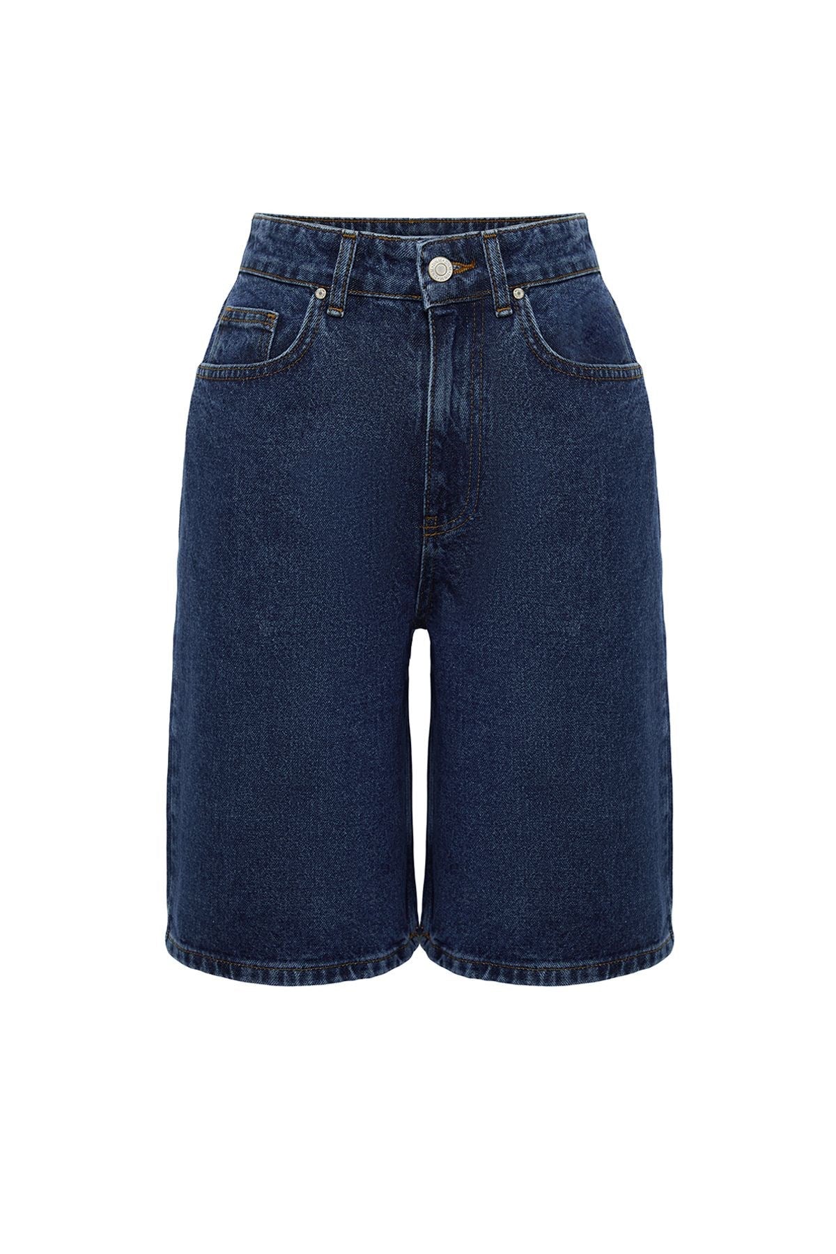 Blue High Waist Denim Shorts & Bermuda Twoss24sr00016