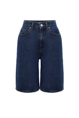 Blue High Waist Denim Shorts & Bermuda Twoss24sr00016