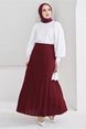 Women's Burgundy Waist Elastic Pillow Skirt T 702 23yetktr0702