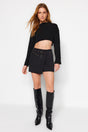 Black Belted Woven Shorts Skirt Twoaw24sr00027