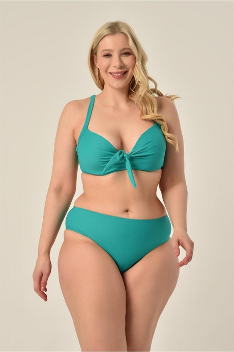 Women's Plus Size Mint Coated Bow Balen Bikini Set 20232007