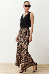 Multi Color Leopard Print Woven Skirt Twoss24et00205