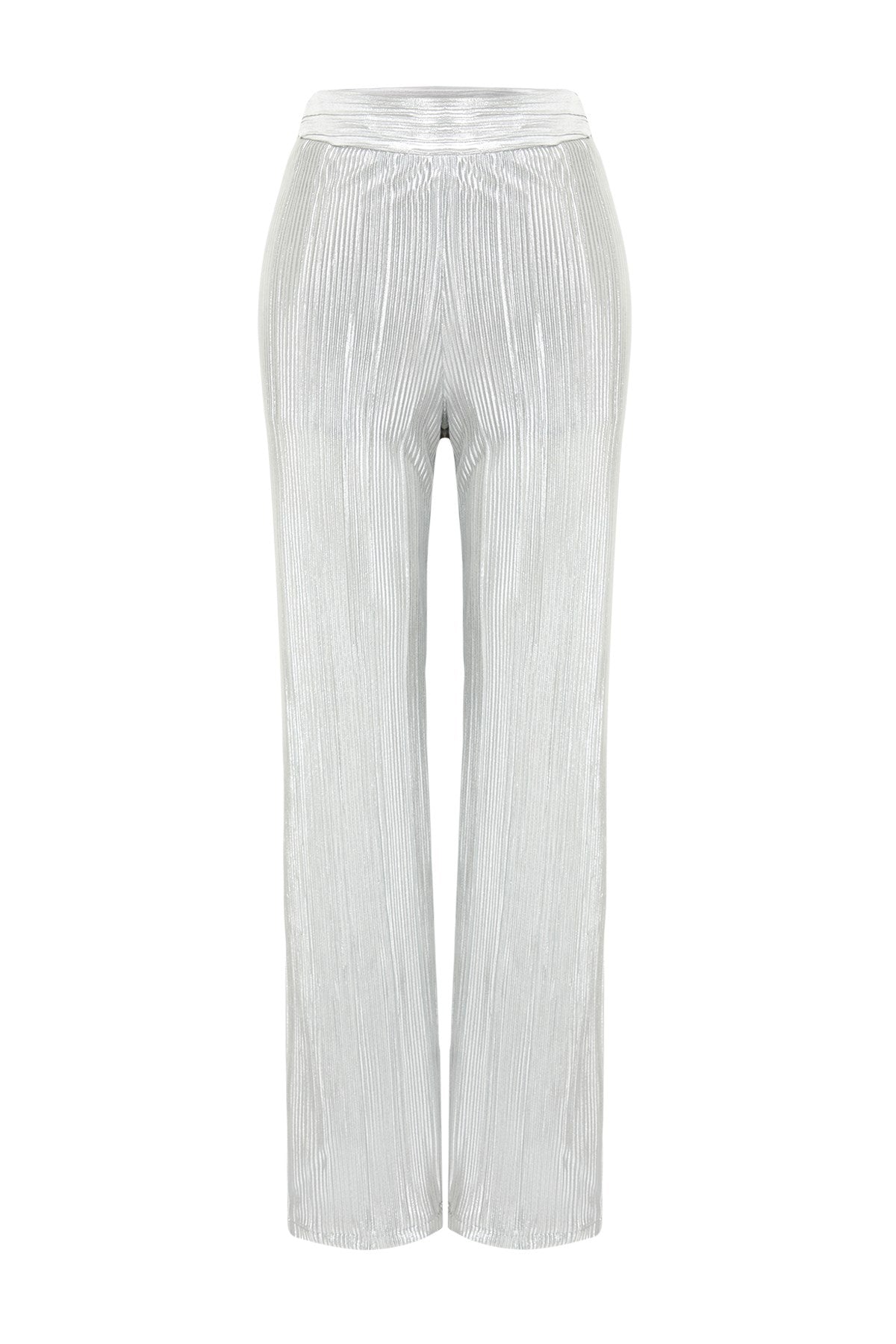 Silver Loose Leg Pleated Pants Tprss24pl00006