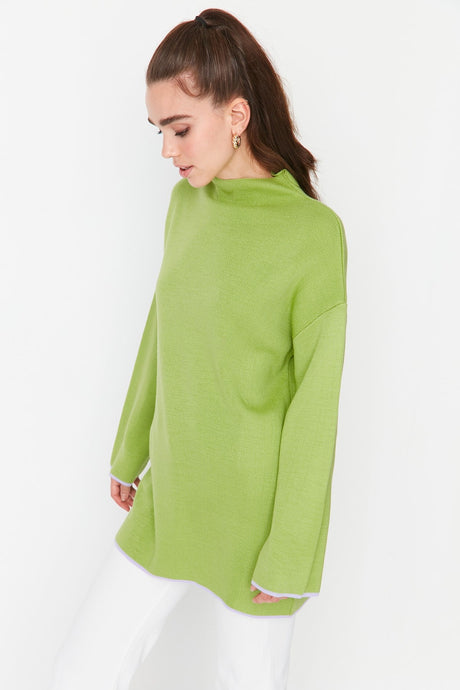 Green Straight Collar Spanish Sleeve Knitwear Sweater Tctaw23ak00002