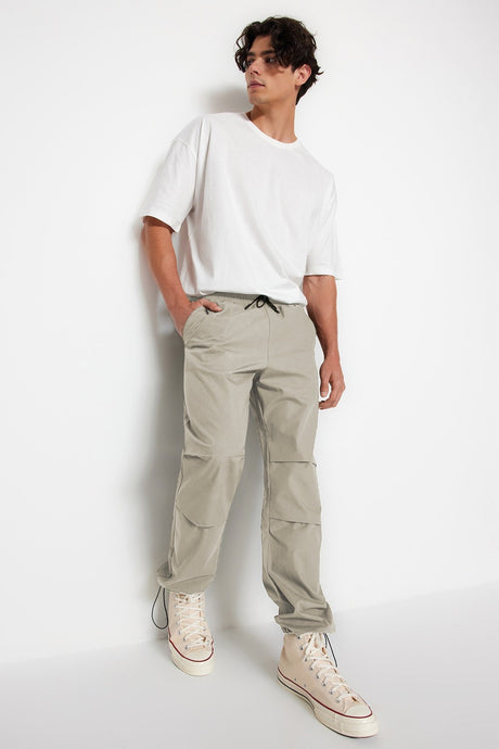 Khaki Men's Jogger Fit Parachute Pants Tmnss23pl00045